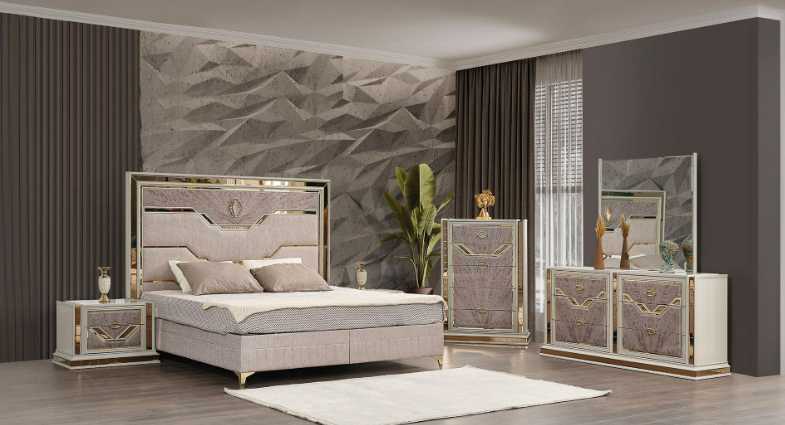 Including: Queen Bed, Dresser Mirror, Chest, and one Nightstand.